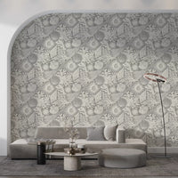 Boho Seashell & Coral Gray Wallpaper⁠