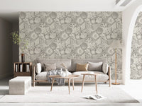 Boho Seashell & Coral Gray Wallpaper⁠