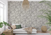 Boho Seashell & Coral Gray Wallpaper⁠