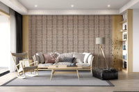 Relaxed lounge setting paired with organic pebble mosaic wallpaper
