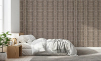 Bright Bedroom corner styled with organic stone mosaic wallpaper