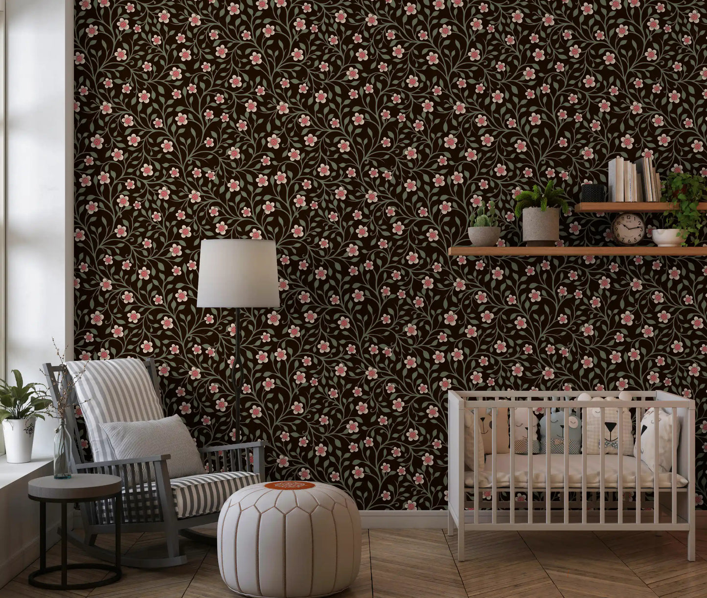 Dark Botanical Charm Wallpaper⁠