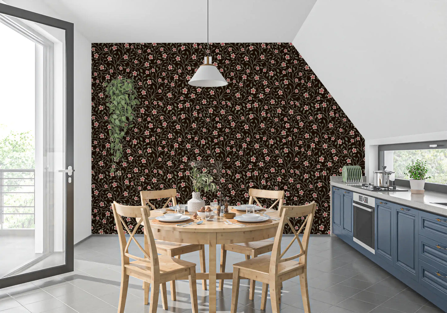 Dark Botanical Charm Wallpaper⁠