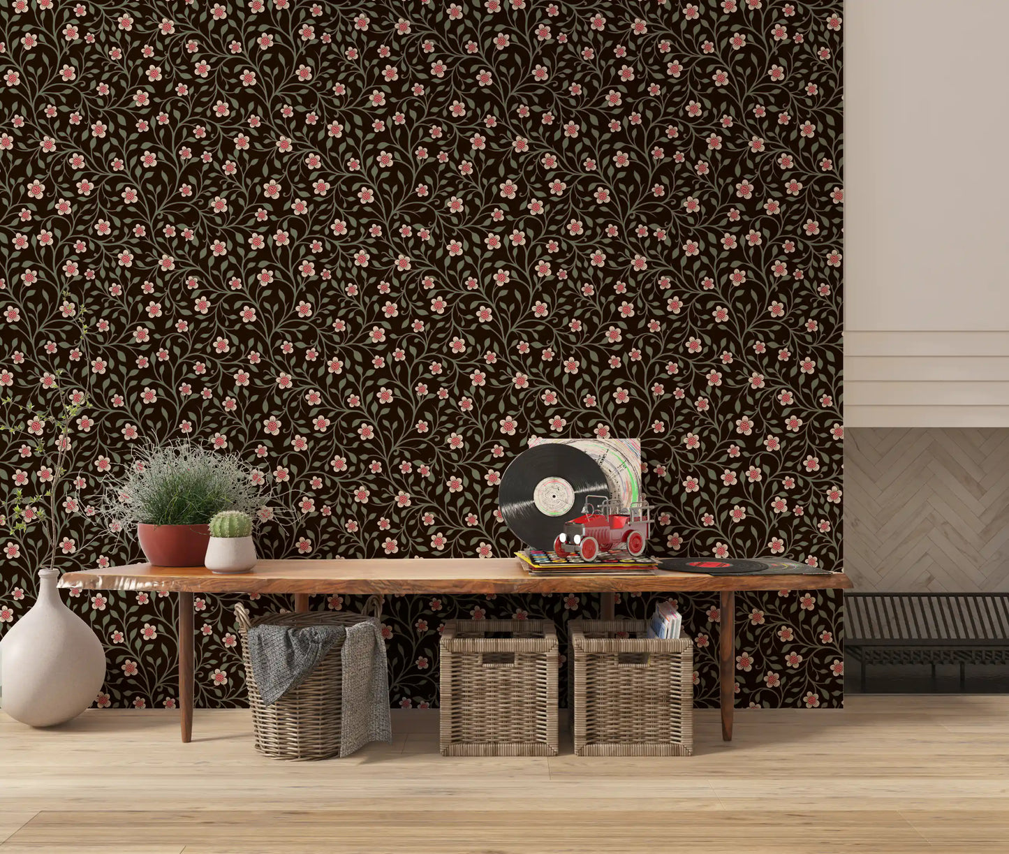 Dark Botanical Charm Wallpaper⁠