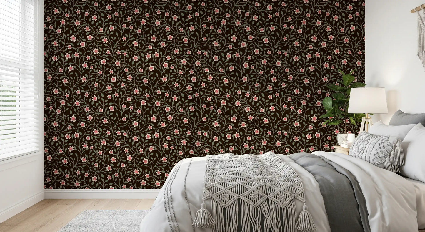 Dark Botanical Charm Wallpaper⁠