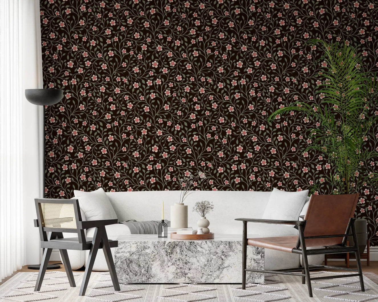 Dark Botanical Charm Wallpaper⁠