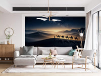 Night sky and dune horizon wrap the home office in the desert trek wall mural