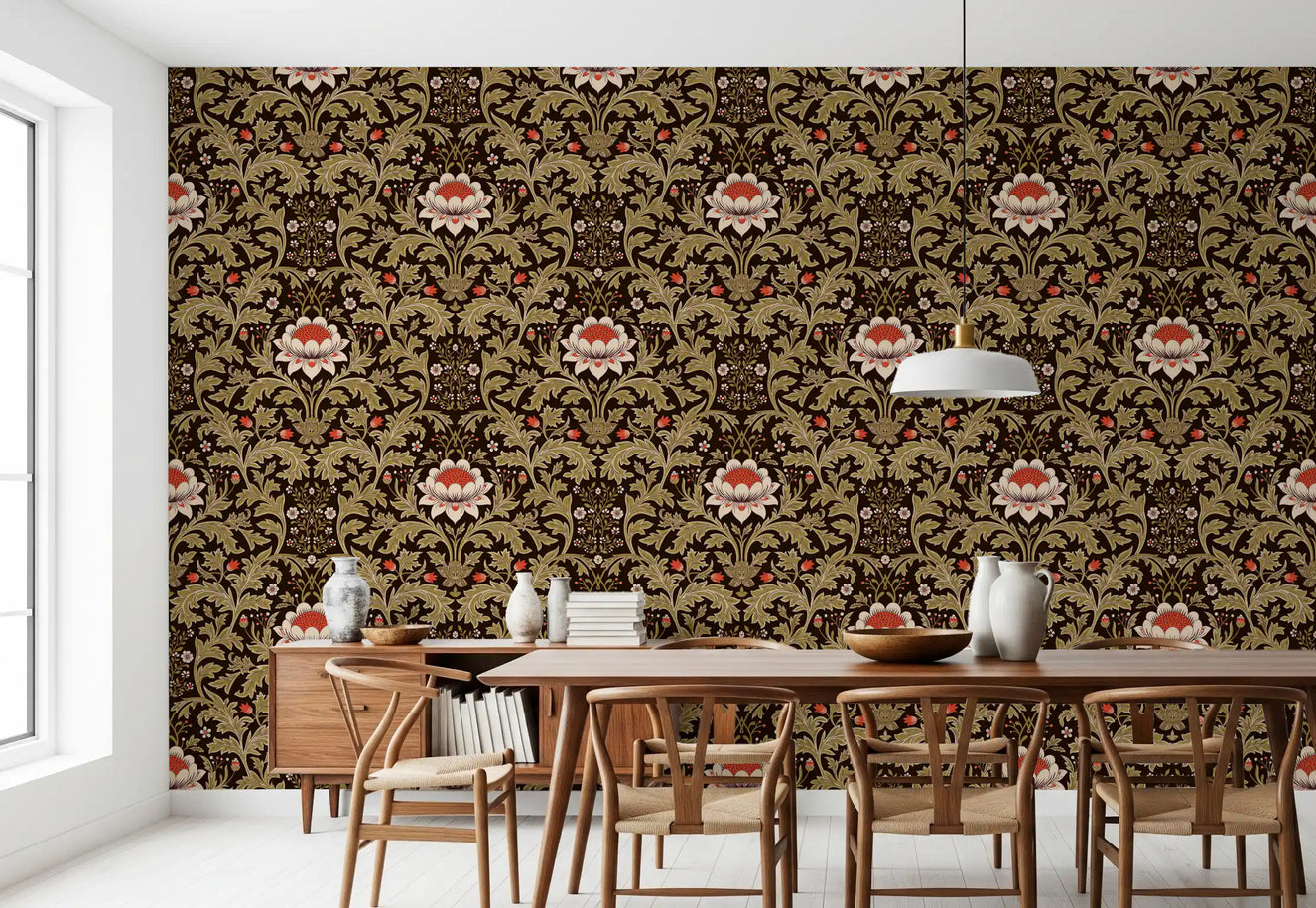 Arts & Crafts Botanical Tapestry Wallpaper⁠