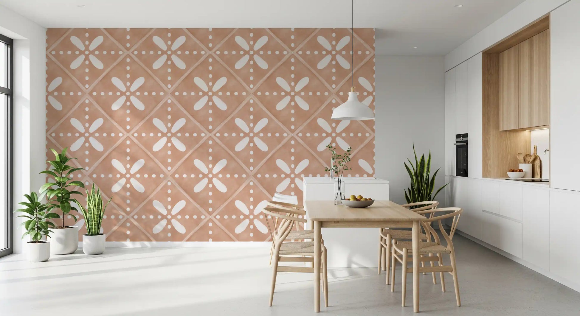 Intricate geometric shapes define this rustic Tiles wallpaper.