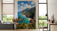 Highlighting tropical palm trees and vibrant ocean waters in the Sea wall mural