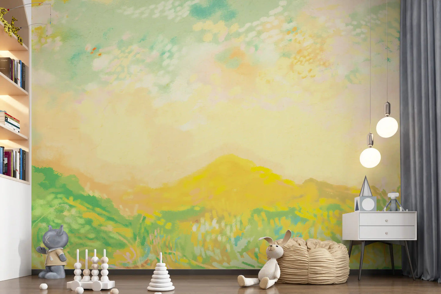 Yellow pastel tones highlighting the impressionism wall mural