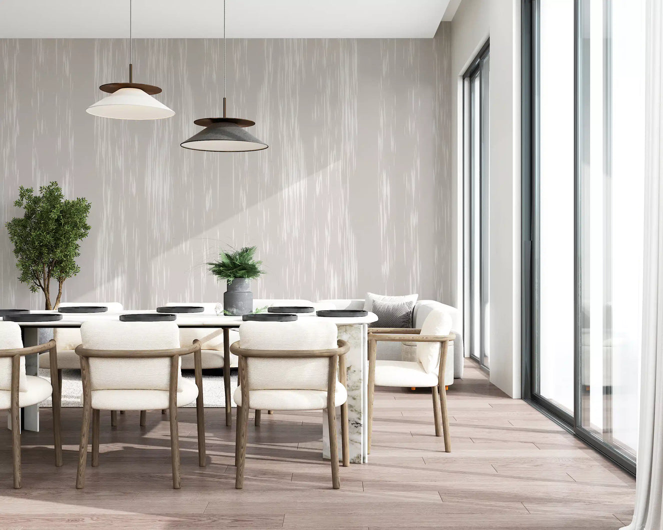 Subtle Streaks Neutral Elegance Abstract Wall Mural