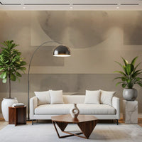 Overlapping circles characterize this earthy wall mural.