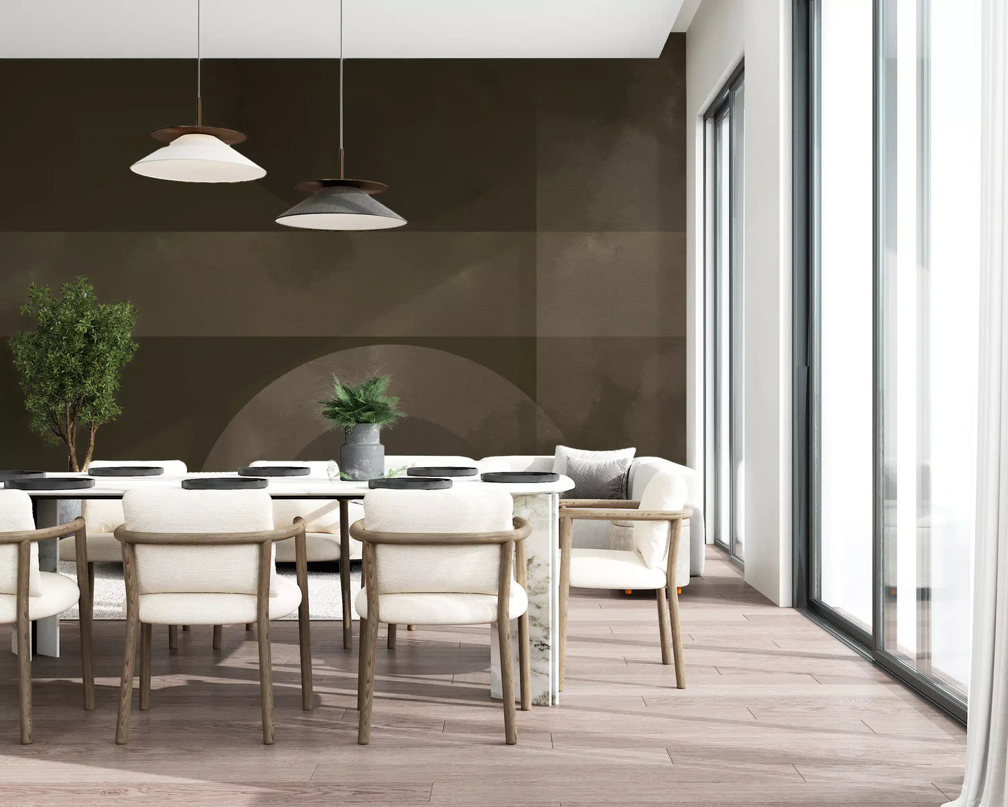 Muted Horizon Geometry abstract shapes Wall Mural