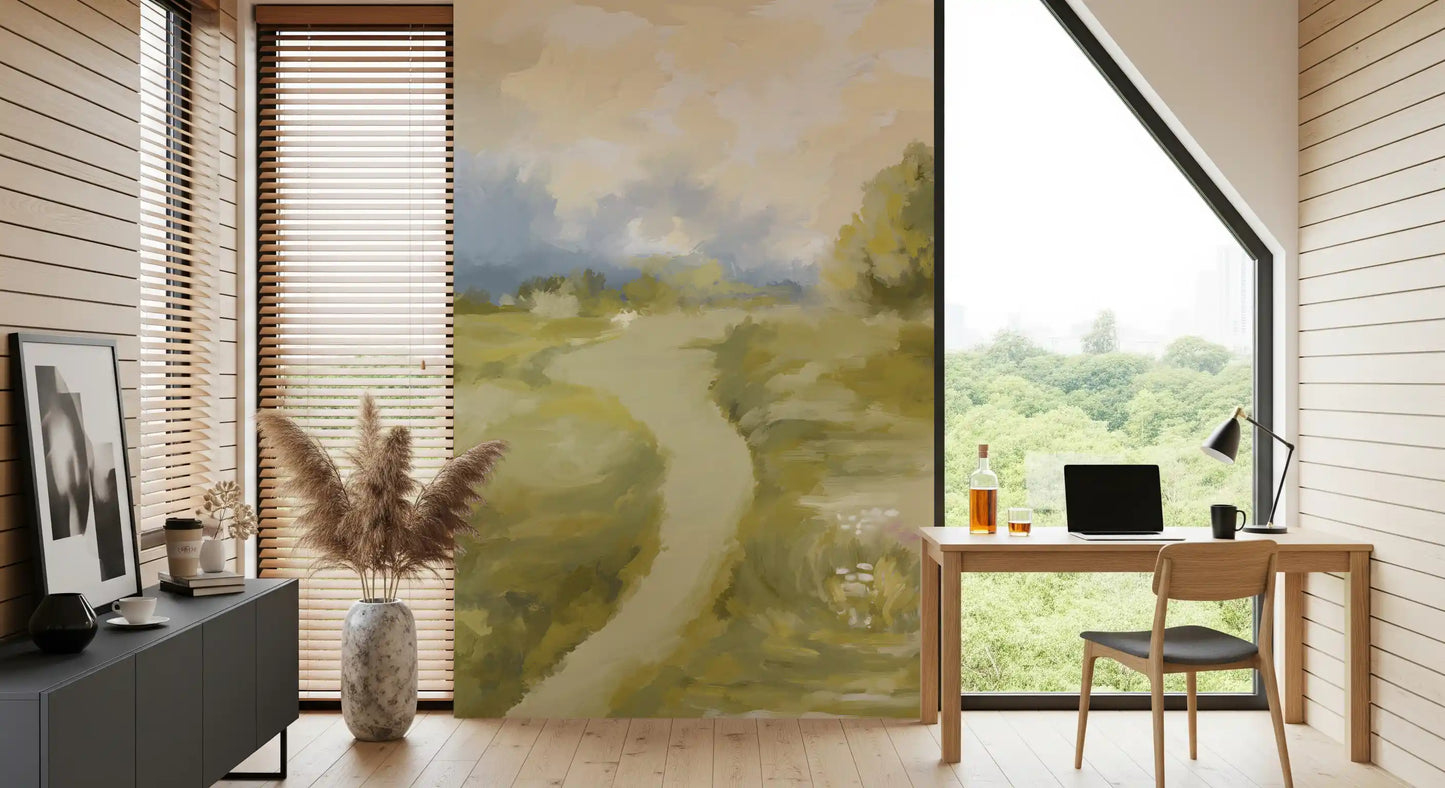 Quiet study area presenting the Soft Countryside painting oil impressionism wall mural