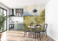 kitchen-dining space enhanced with the impressionism wall mural