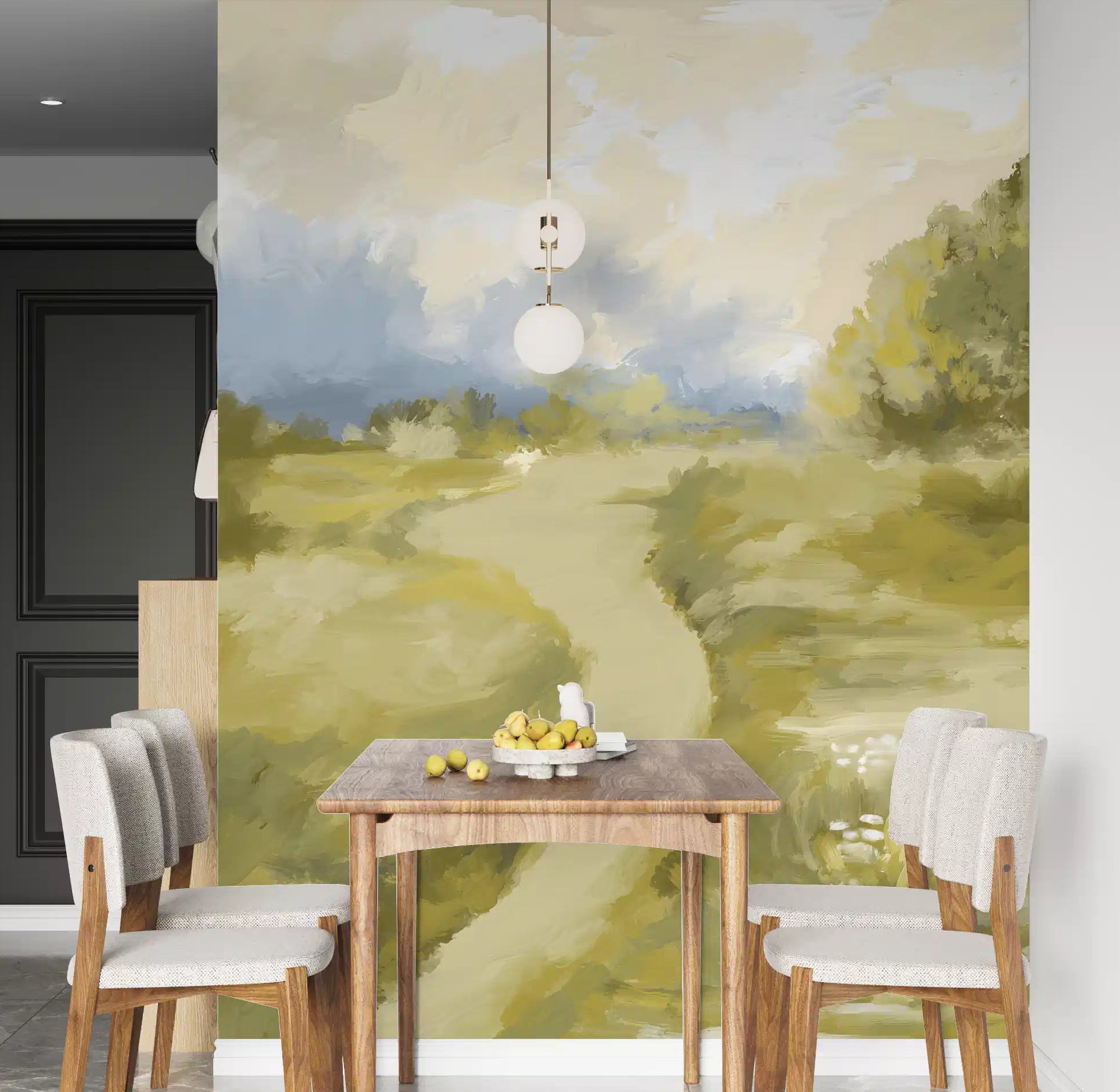 dining room featuring the Soft Countryside painting oil impressionism wall mural