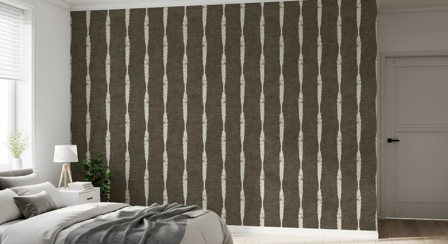 Cozy bedroom atmosphere completed by a beautiful Muted Brown wallpaper pattern.