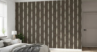 Cozy bedroom atmosphere completed by a beautiful Muted Brown wallpaper pattern.