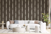Peaceful sitting room illuminated against a rich Muted Brown wallpaper backdrop.