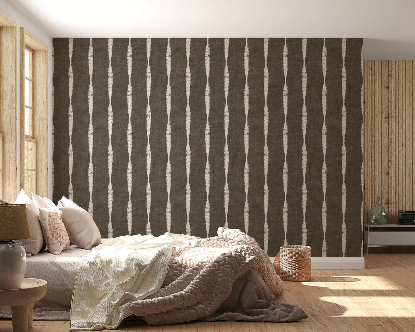 Earthy background contrasting with light strokes on a Cream Textured wallpaper.