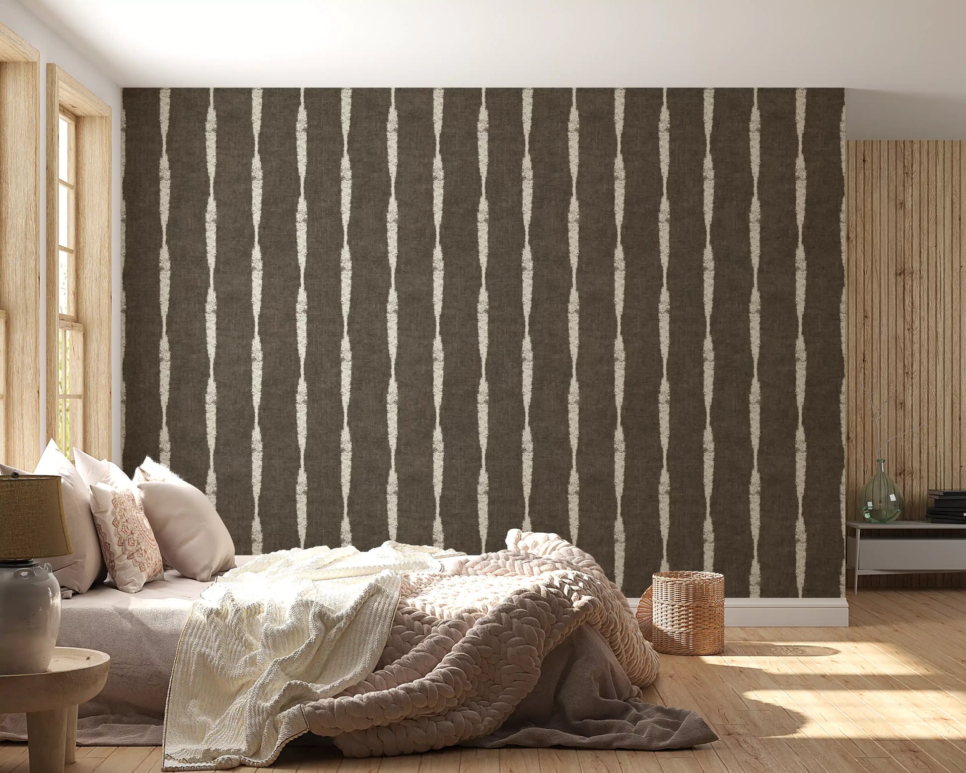 Earthy background contrasting with light strokes on a Cream Textured wallpaper.