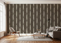 Spacious living room setting enhanced with a subtle Distressed Stripes wallpaper.