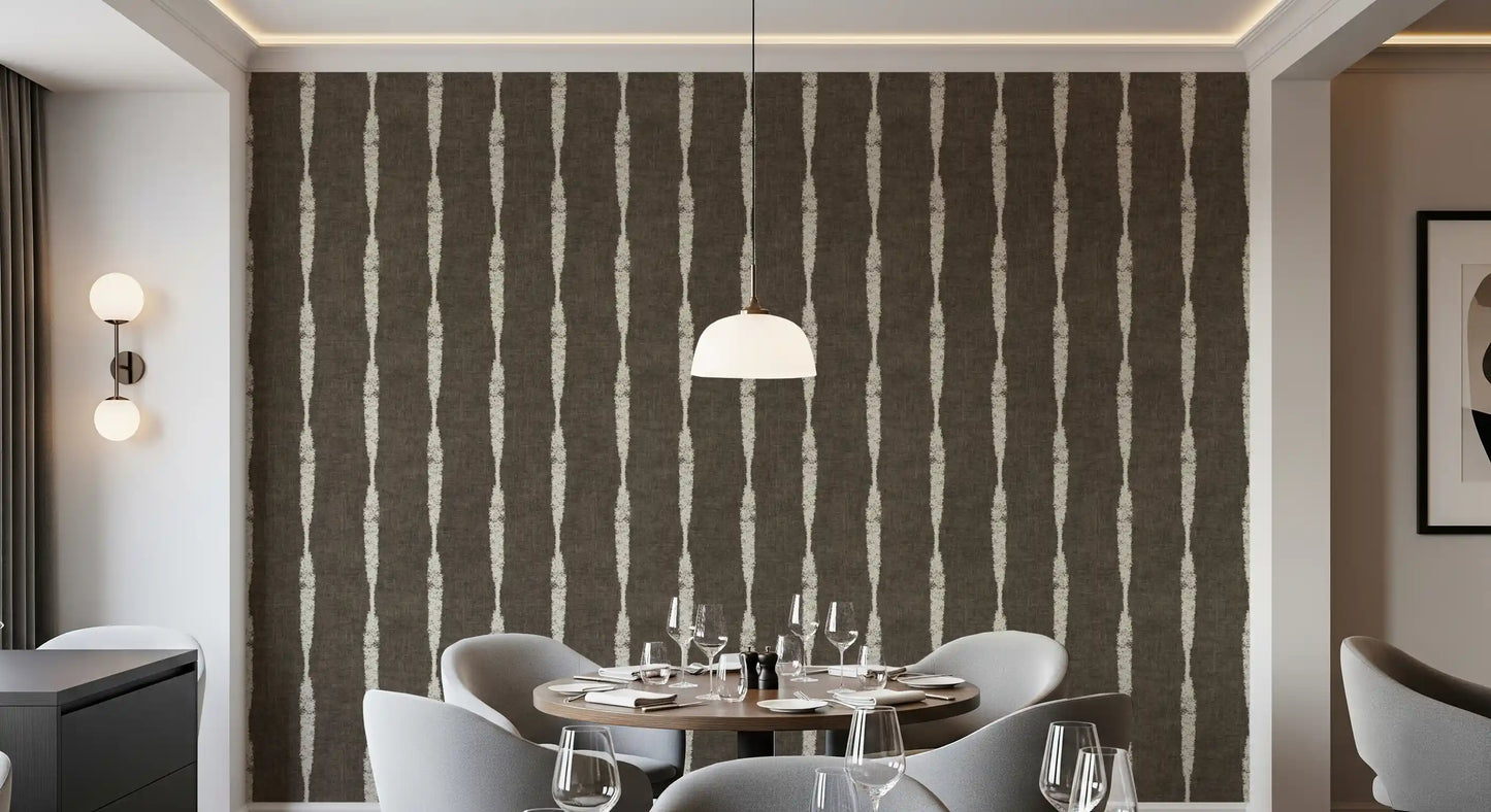 Modern dining room layout complemented perfectly by a Cream Textured wallpaper.