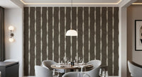 Modern dining room layout complemented perfectly by a Cream Textured wallpaper.