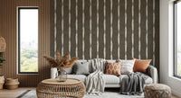 the Cream Textured Distressed Stripes on Muted Brown Wallpaper.