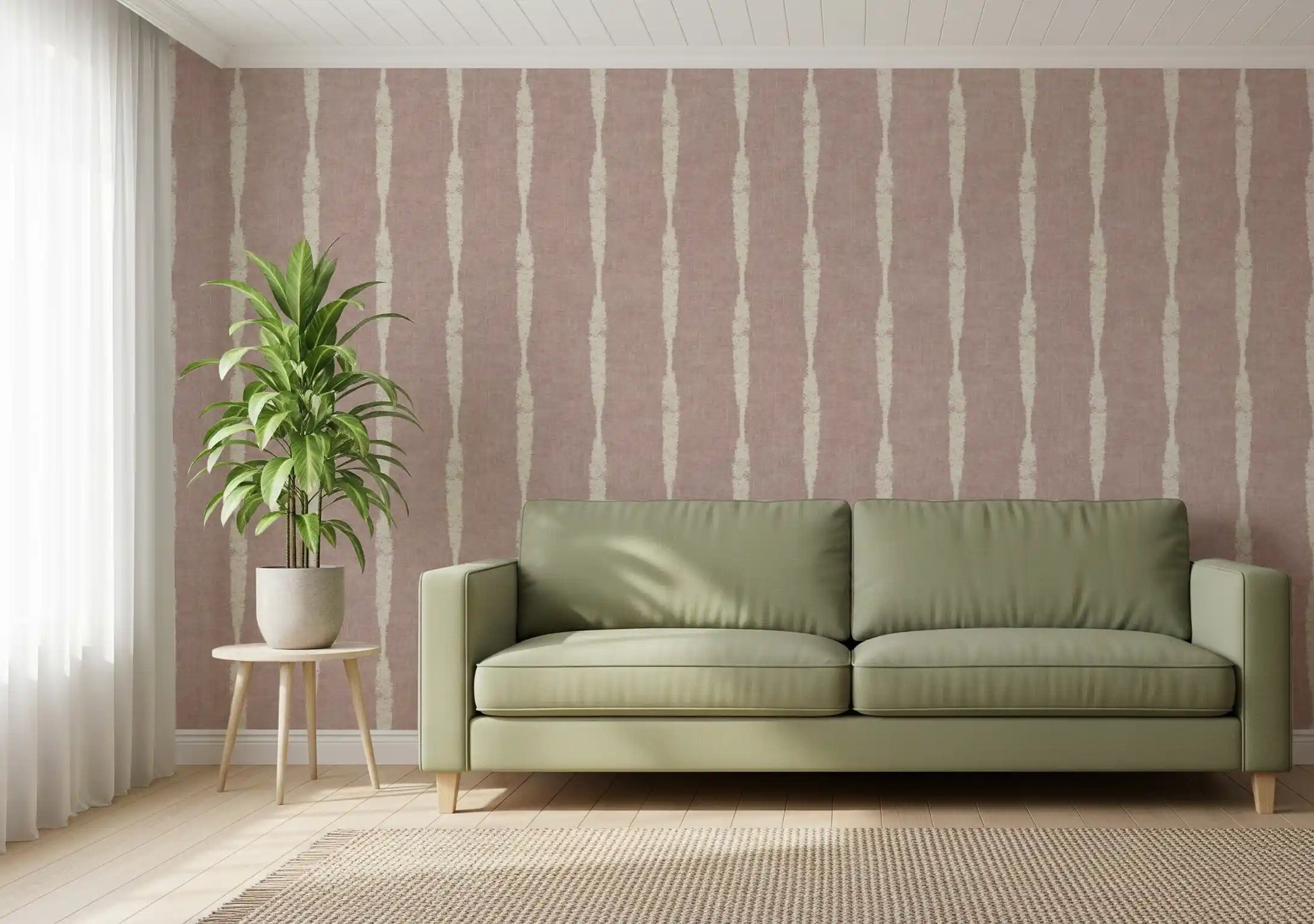 Soft pastel hues define this lovely cream textured stripes wallpaper.