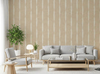 Distressed finish featured on a neutral Stripes wallpaper.