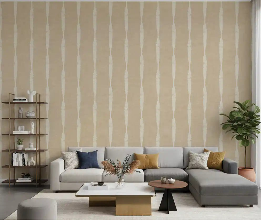 Bright living room featuring the Stripes  Textured wallpaper.