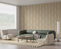 Cozy living room displaying a textured Stripes wallpaper pattern.