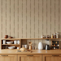 Kitchen featuring the Kaki Textured Distressed Stripes on Warm Beige Wallpaper
