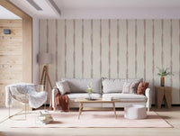 Close view of the weathered pattern on this Nude Pink Stripes wallpaper surface.