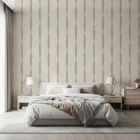 Spacious bedroom showcasing the elegant Nude Pink Textured Distressed Stripes wallpaper.