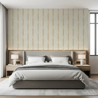 Elegant Bedroom  presenting the warm beige textured wallpaper.