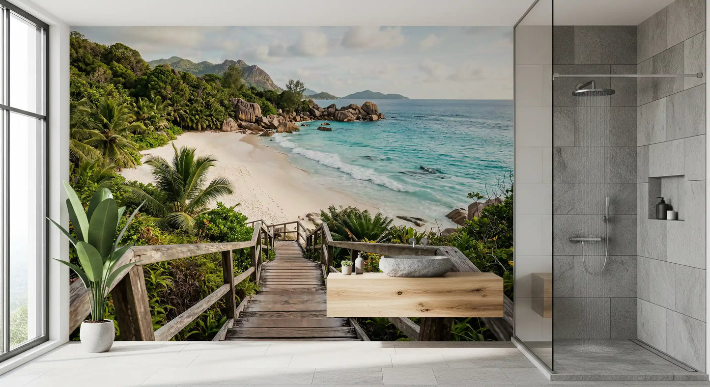 Island Steps to Turquoise Shores Wall Mural