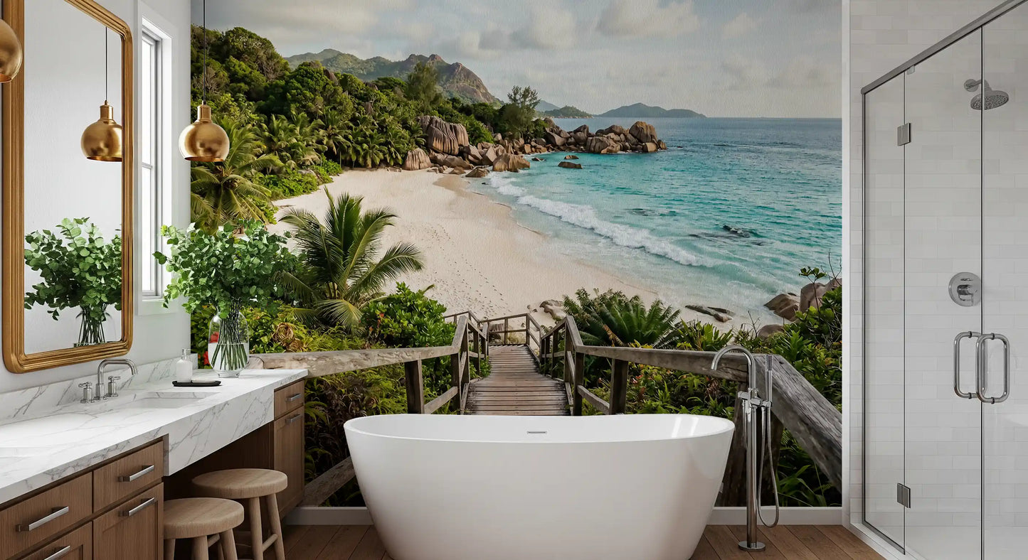 Island Steps to Turquoise Shores Wall Mural