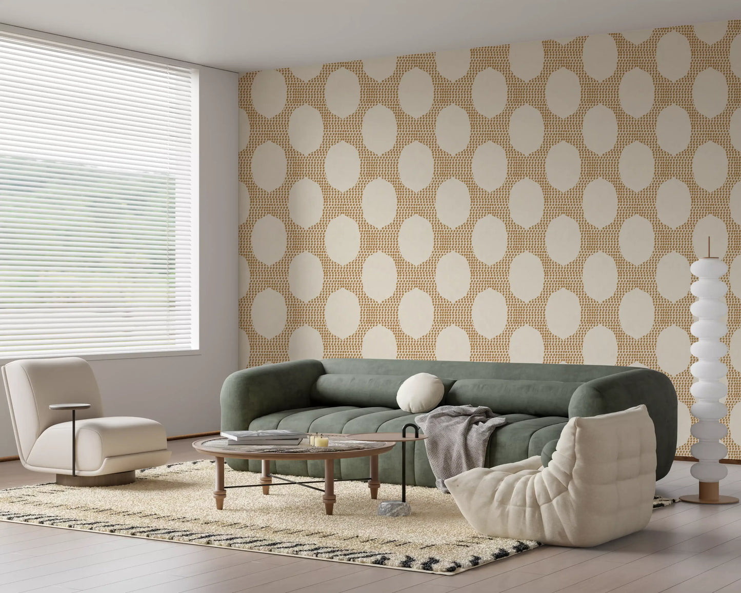 Beachy Boho Golden Mosaic Wallpaper⁠