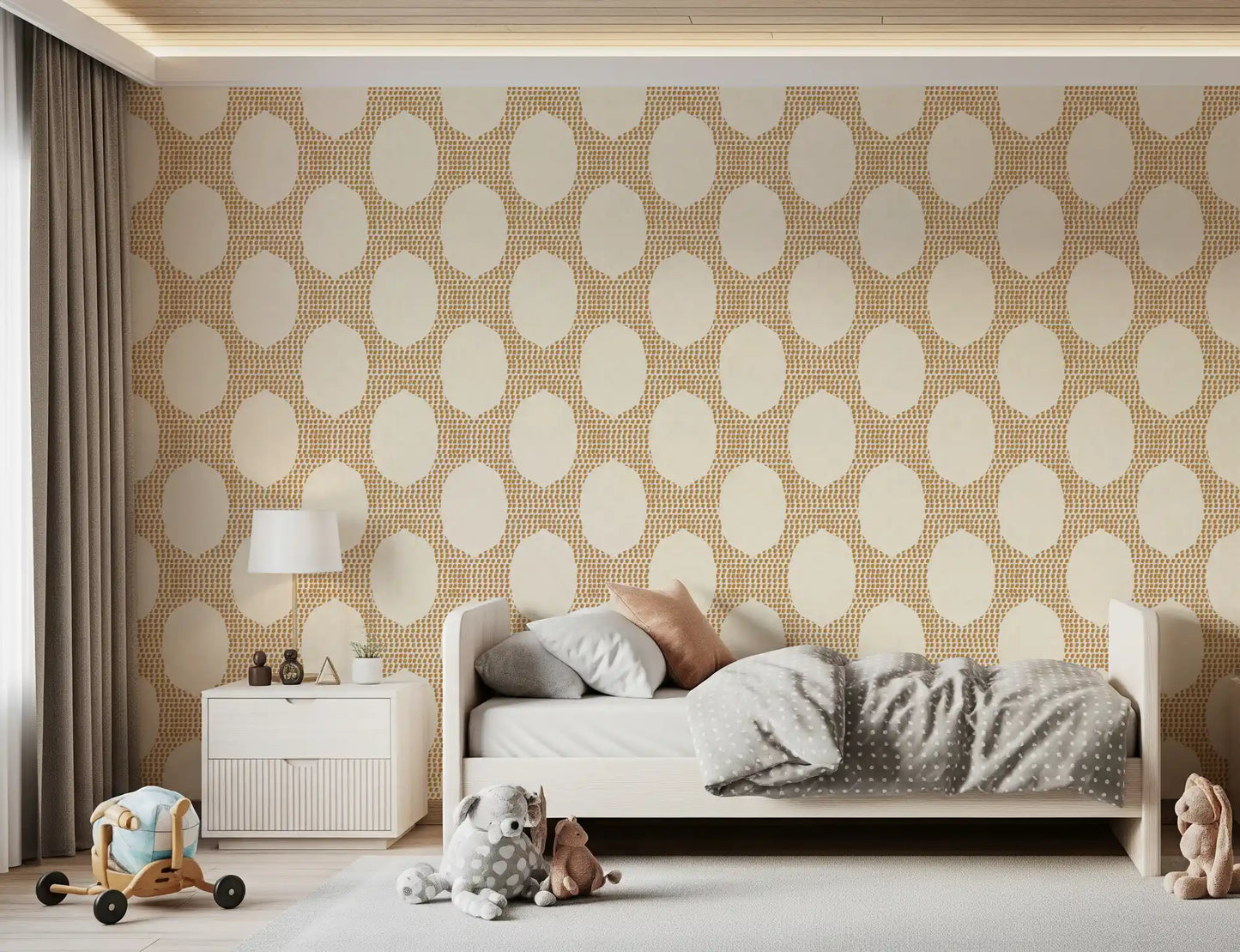Beachy Boho Golden Mosaic Wallpaper⁠