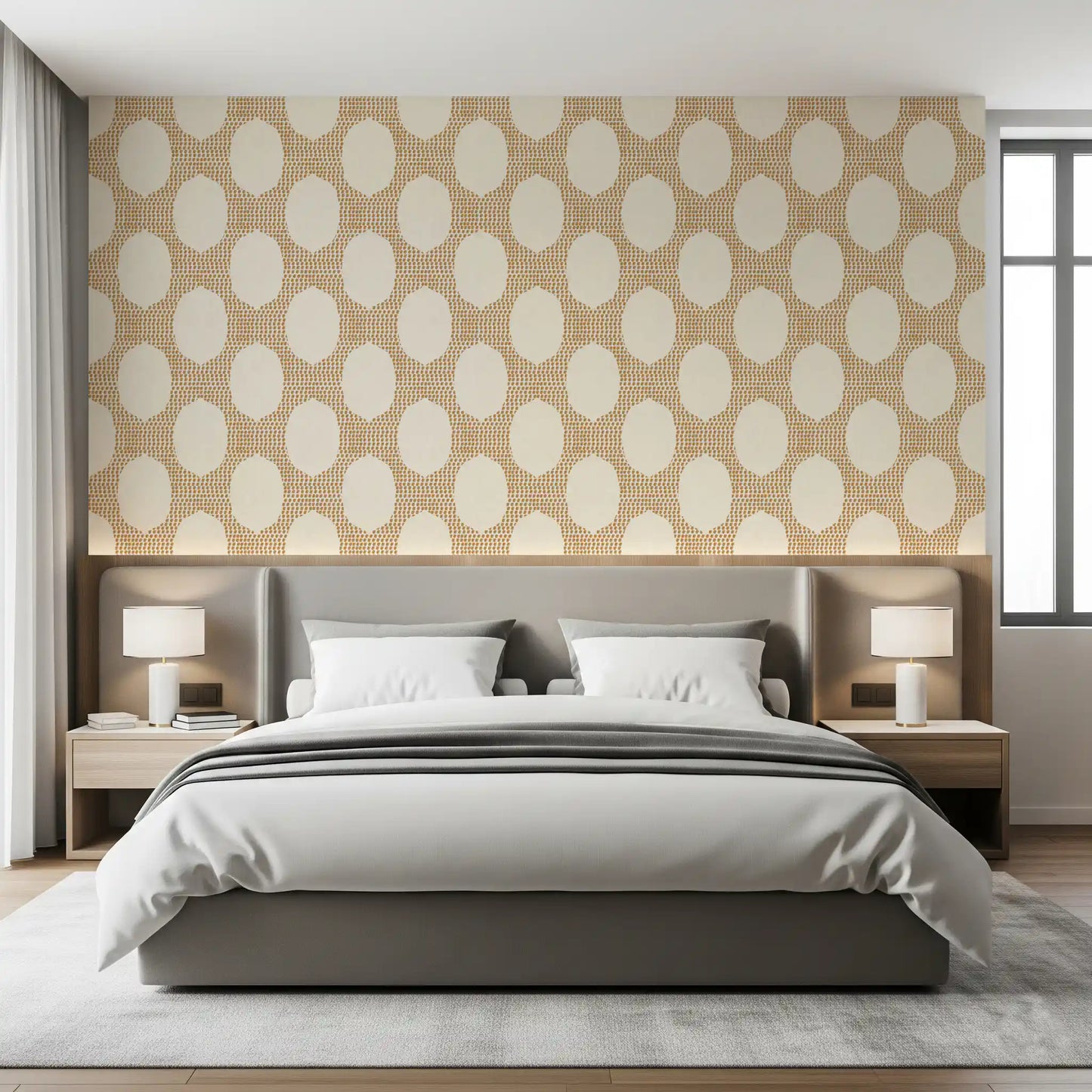 Beachy Boho Golden Mosaic Wallpaper⁠
