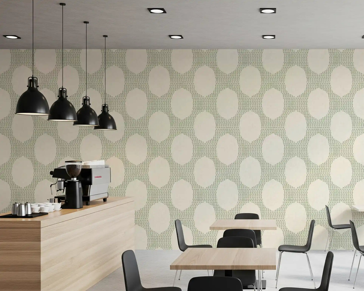 Beachy Boho Costal Green Mosaic Wallpaper⁠