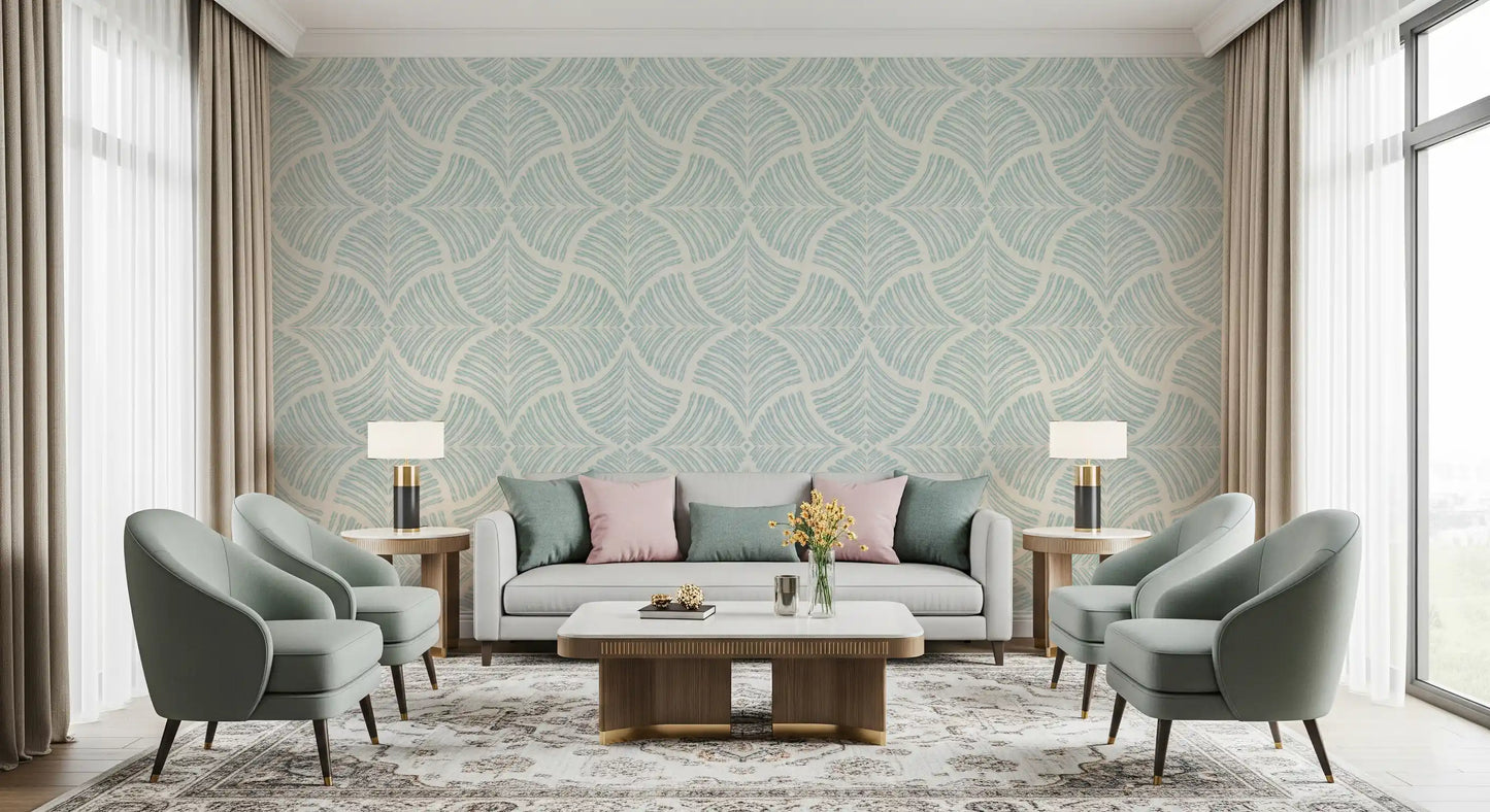 dotted lines creating a beautiful rhythm on this relaxing Scallops wallpaper.