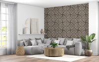 Large living room space showcasing the gorgeous Scallops wallpaper style.
