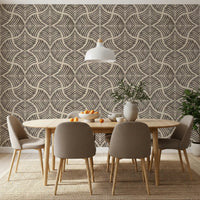 Surface of Dark Brown Textured Scallops Fan Japandi Minimalist Wallpaper