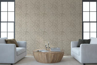 Light ageing adds depth to the Sand Beige Textured Scallops Fan wallpaper surface