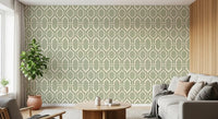 View of the Art Deco Trellis Coastal Green Wallpaper pattern.