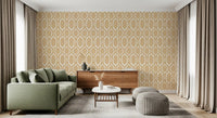Muted beige elements characterize this classic sand wallpaper.